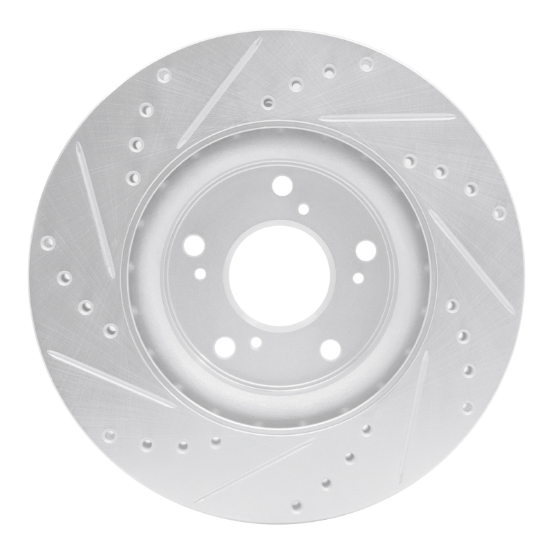 Honda CR-V Brake Rotor (1) - Front Right - R1 Concepts - Drilled & Slotted - Silver - `12-`16
